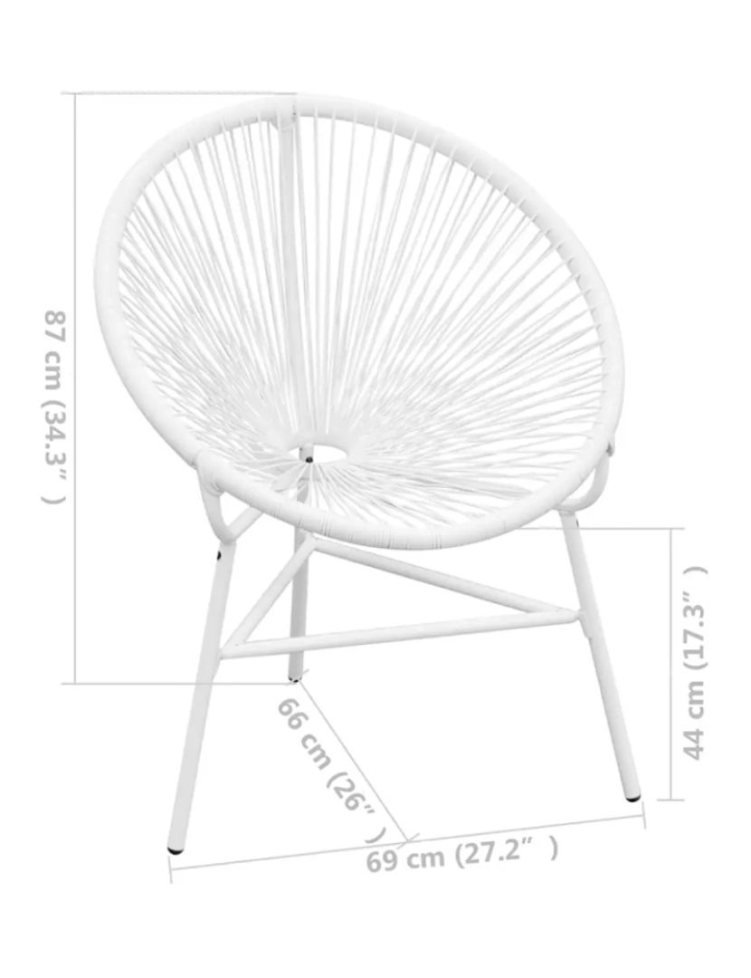 imagem de Cadeira lua de fios para jardim，Poltrona de jardim，Cadeira exterior vime PE branco CFW5610035