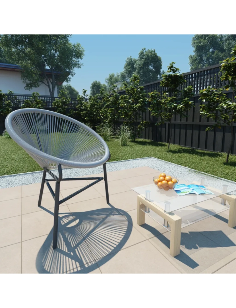 Vidaxl - Cadeira lua de jardim，Poltrona de jardim，Cadeira exterior em vime PE cinzento CFW211371