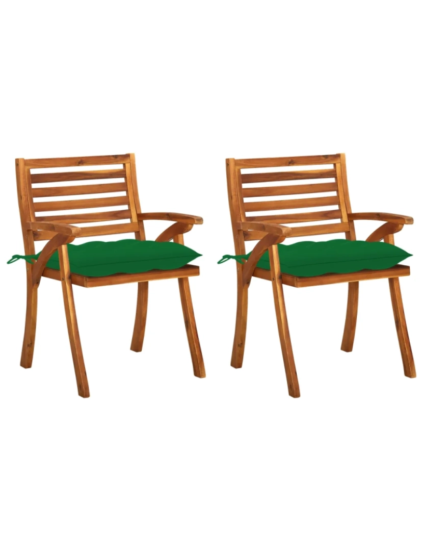 Vidaxl - 2 pcs Cadeiras de jantar jardim，Poltrona de jardim，Cadeira exterior c/ almofadões acácia maciça CFW224450