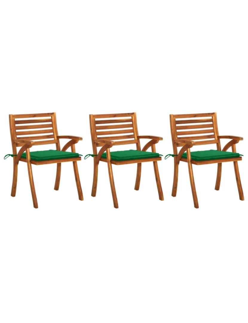 Vidaxl - 3 pcs Cadeiras de jantar jardim，Poltrona de jardim，Cadeira exterior c/ almofadões acácia maciça CFW782414
