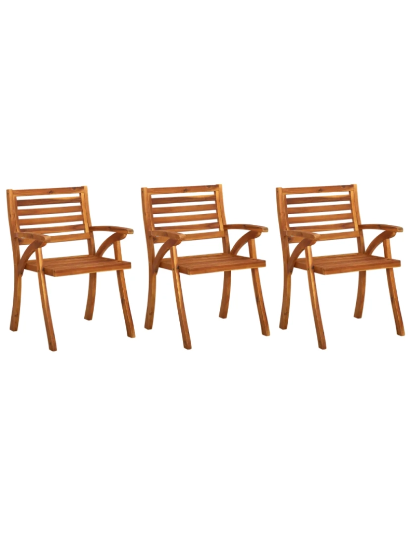 imagem de 3 pcs Cadeiras de jantar jardim，Poltrona de jardim，Cadeira exterior c/ almofadões madeira acácia CFW2455882