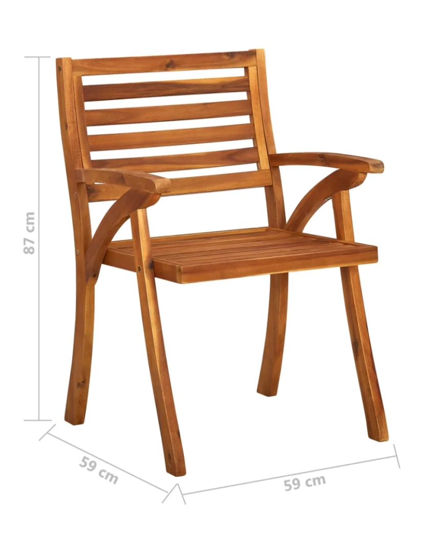 imagem de 3 pcs Cadeiras de jantar jardim，Poltrona de jardim，Cadeira exterior c/ almofadões madeira acácia CFW2455886