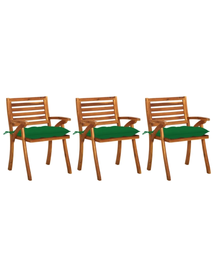 Vidaxl - 3 pcs Cadeiras de jantar jardim，Poltrona de jardim，Cadeira exterior c/ almofadões madeira acácia CFW917981