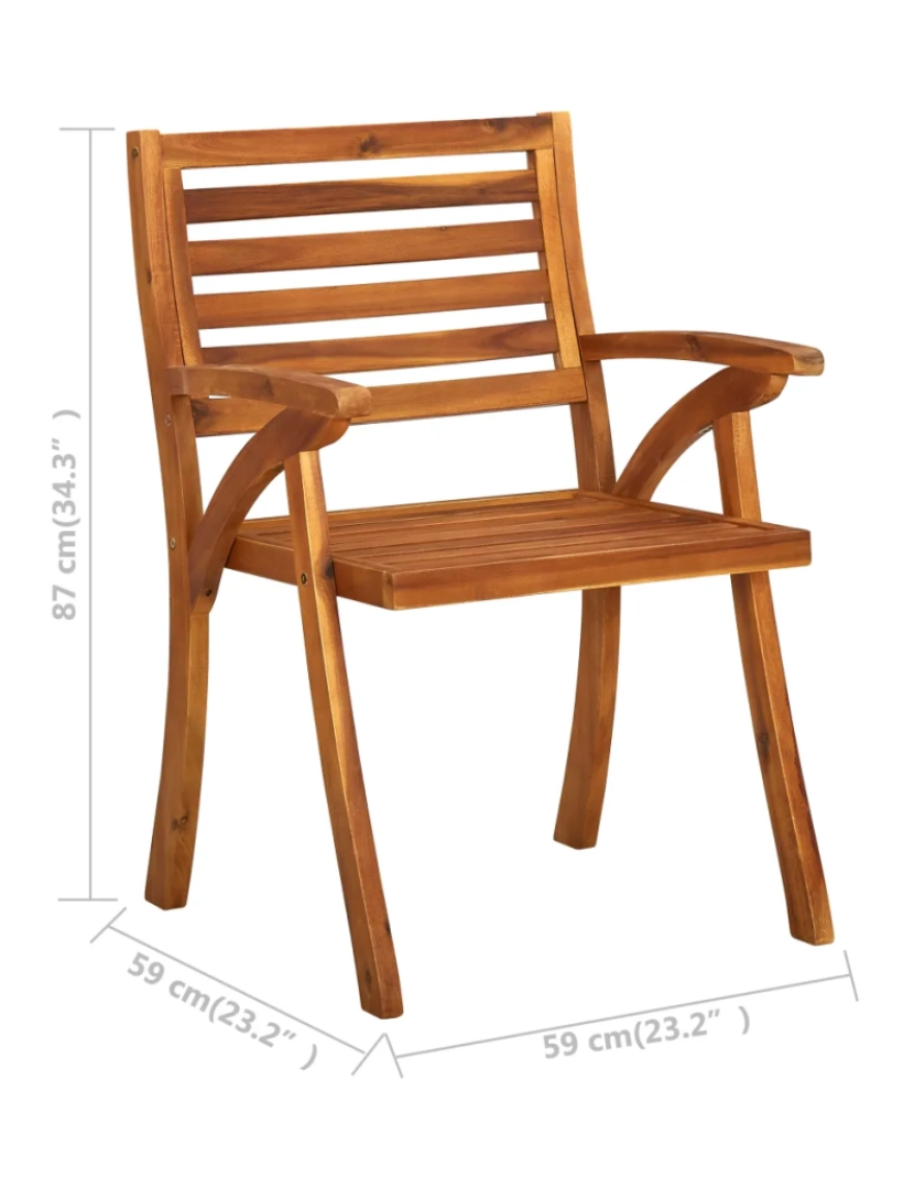 imagem de 3 pcs Cadeiras de jantar jardim，Poltrona de jardim，Cadeira exterior c/ almofadões madeira acácia CFW6463986
