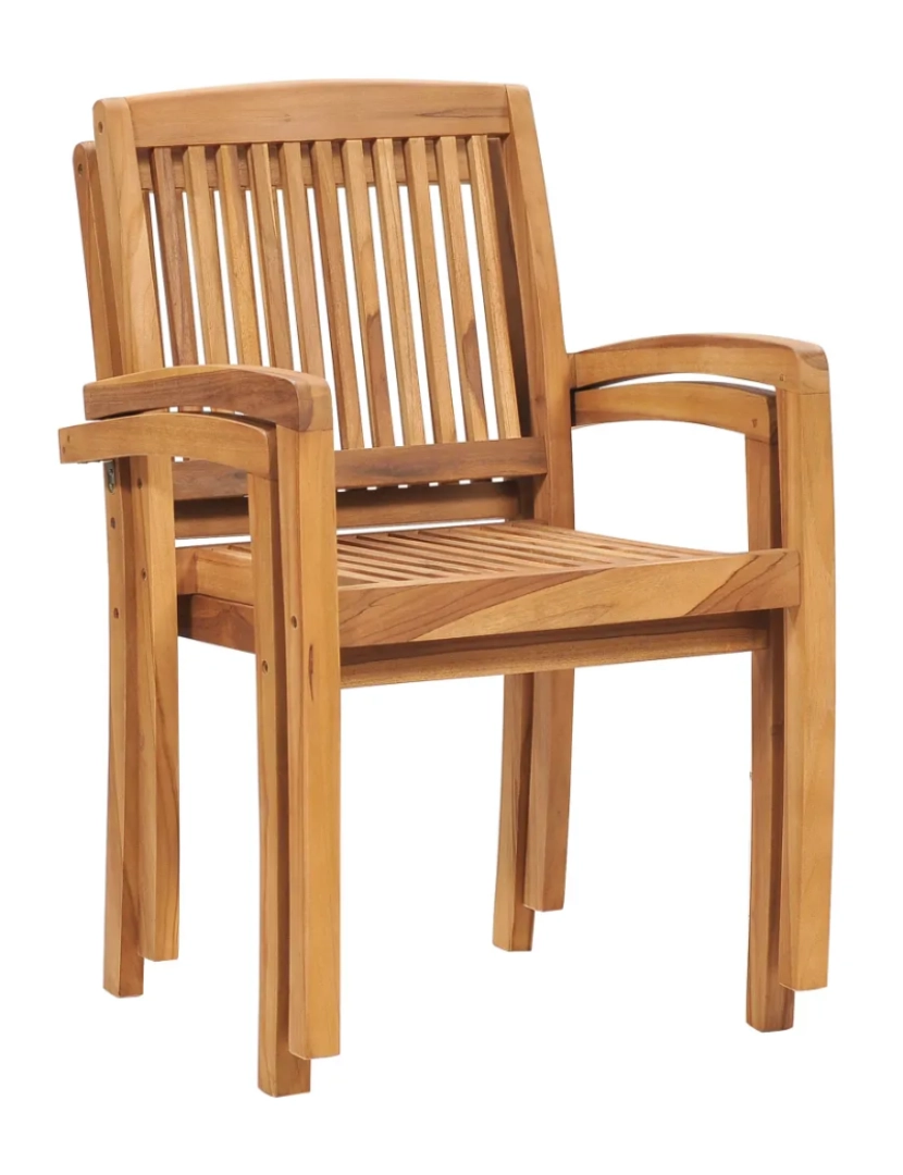 imagem de 2 pcs Cadeiras de jantar jardim，Poltrona de jardim，Cadeira exterior empiháveis madeira teca maciça CFW2966354