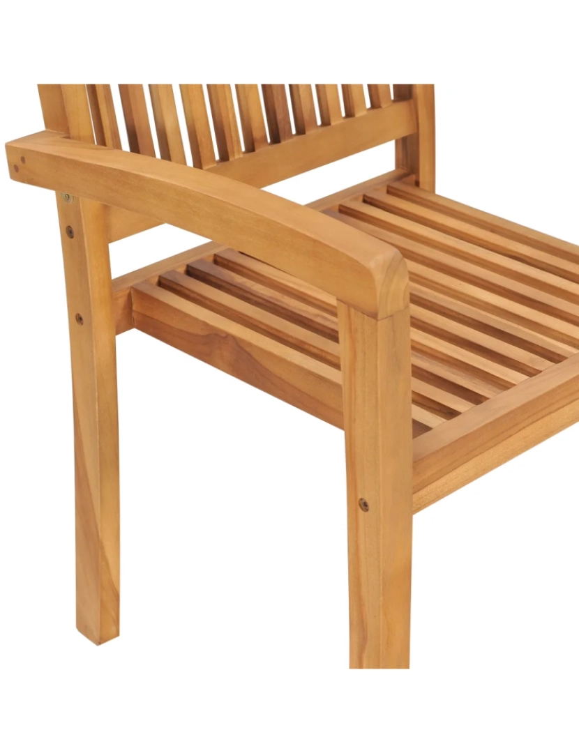 imagem de 2 pcs Cadeiras de jantar jardim，Poltrona de jardim，Cadeira exterior empiháveis madeira teca maciça CFW2966355
