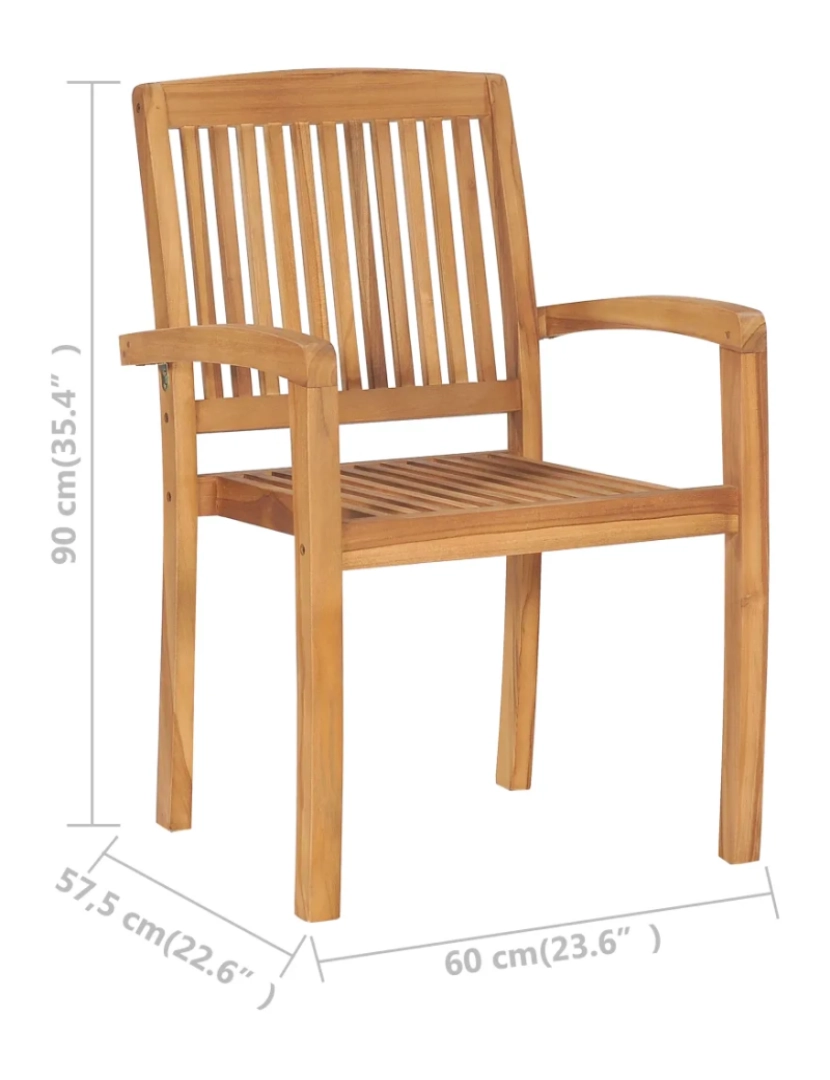 imagem de 2 pcs Cadeiras de jantar jardim，Poltrona de jardim，Cadeira exterior empiháveis madeira teca maciça CFW2966356