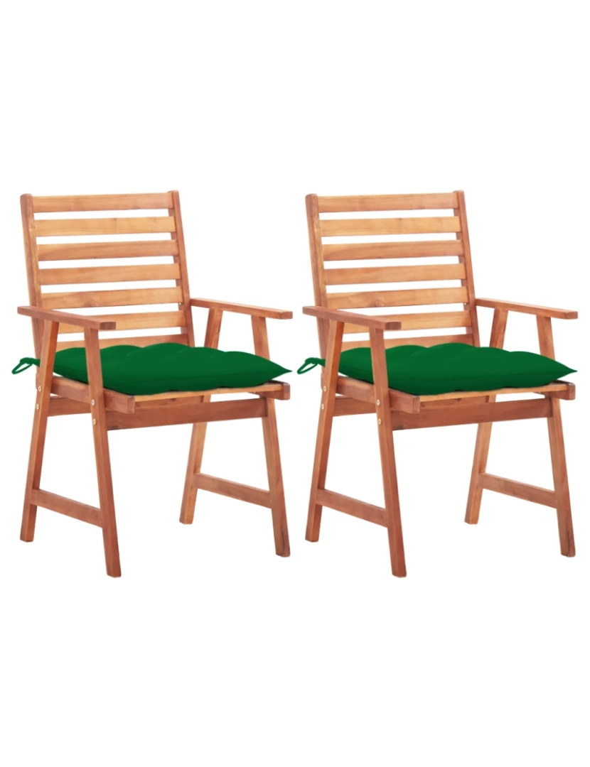 Vidaxl - 2 pcs Cadeiras de jantar p/ jardim，Poltrona de jardim，Cadeira exterior c/ almofadões acácia maciça CFW845175