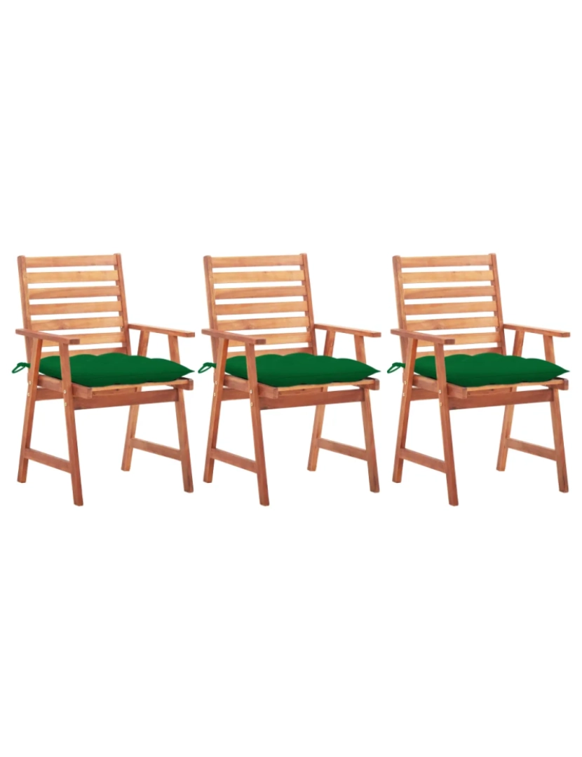 Vidaxl - 3 pcs Cadeiras de jantar p/ jardim，Poltrona de jardim，Cadeira exterior c/ almofadões acácia maciça CFW604138