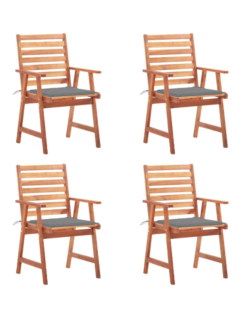 Vidaxl - 4 pcs Cadeiras de jantar p/ jardim，Poltrona de jardim，Cadeira exterior c/ almofadões acácia maciça CFW220510