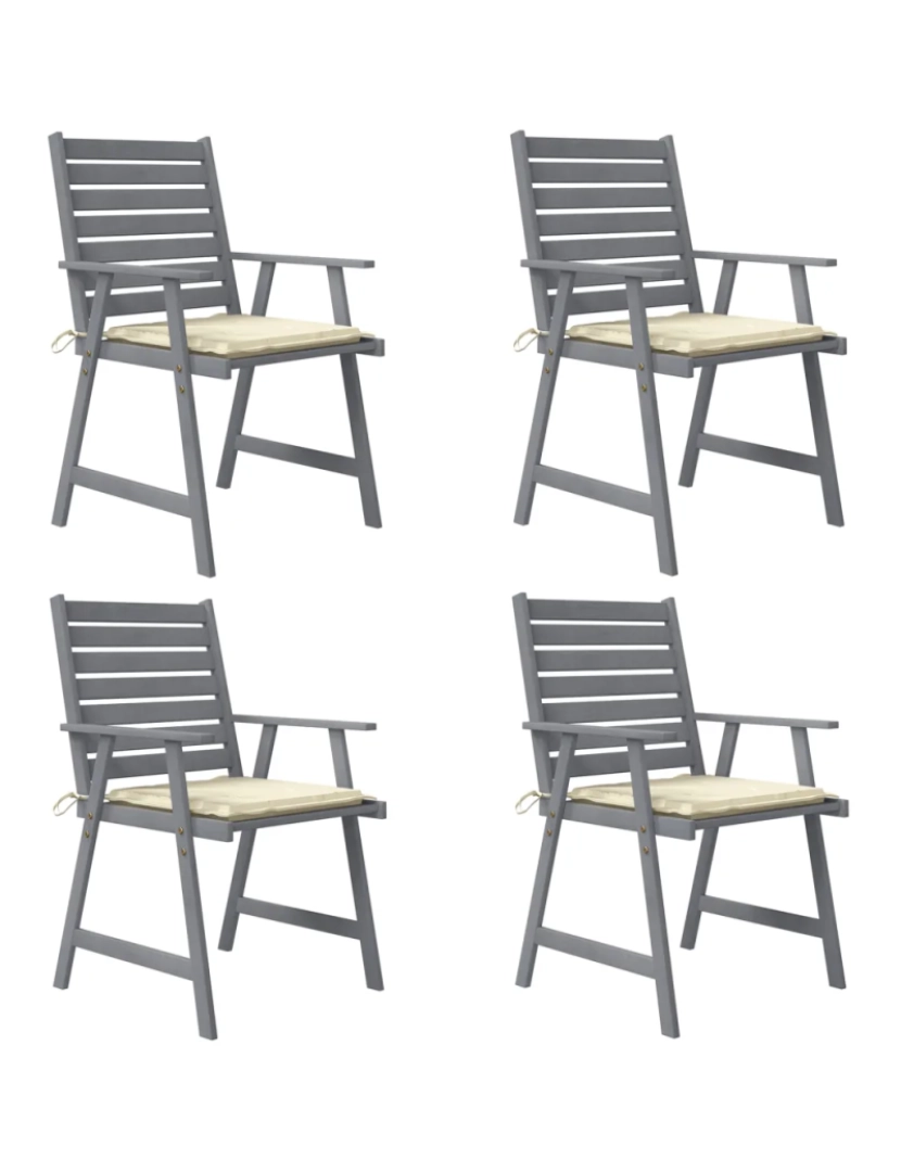 imagem de 4 pcs Cadeiras de jantar p/ jardim，Poltrona de jardim，Cadeira exterior c/ almofadões acácia maciça CFW8810852