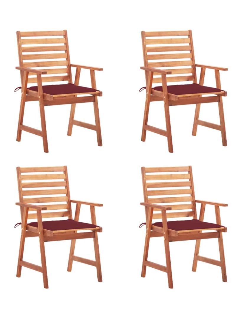 imagem de 4 pcs Cadeiras de jantar p/ jardim，Poltrona de jardim，Cadeira exterior c/ almofadões acácia maciça CFW4419821