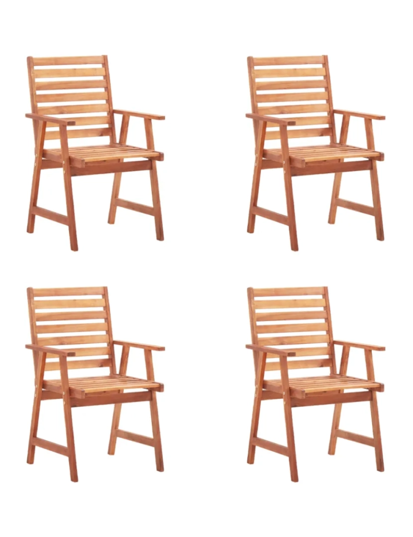 imagem de 4 pcs Cadeiras de jantar p/ jardim，Poltrona de jardim，Cadeira exterior c/ almofadões acácia maciça CFW4419822