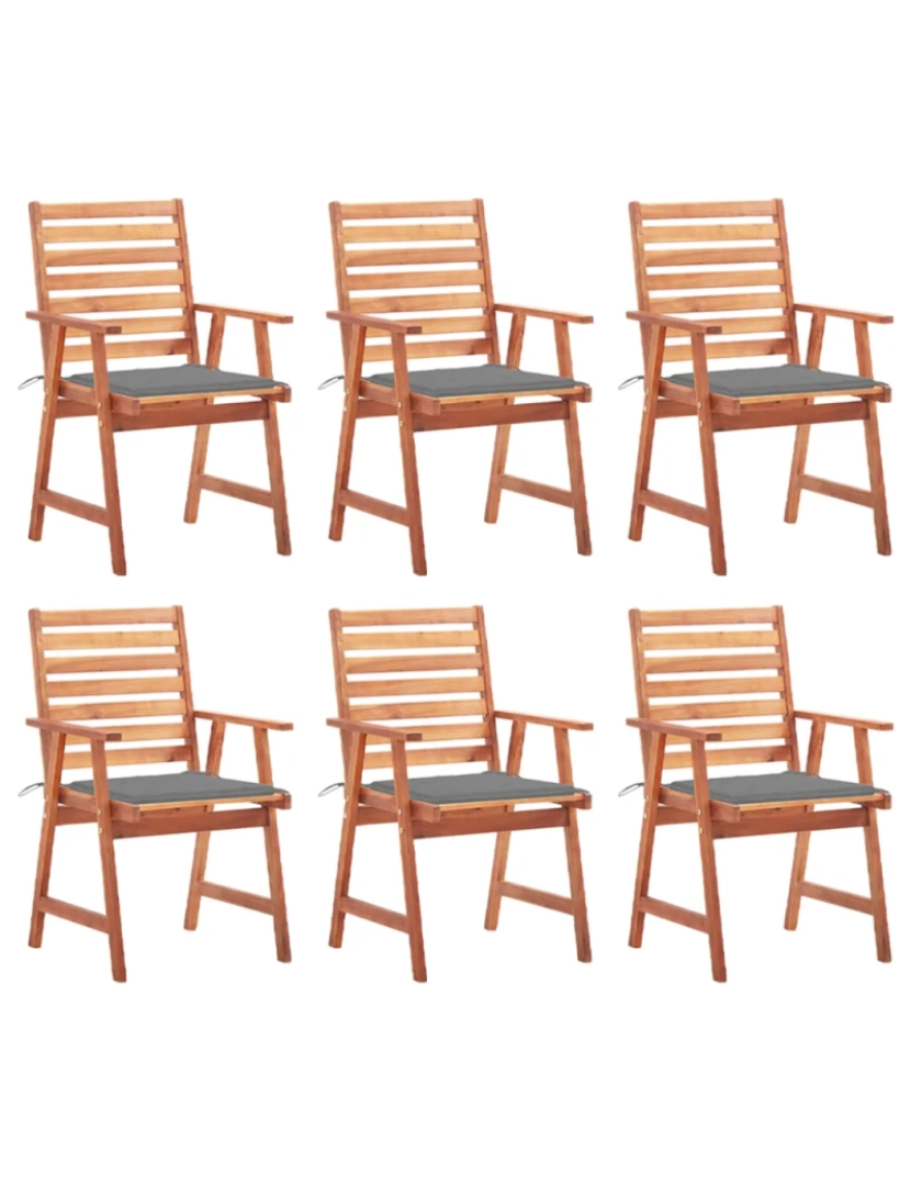 Vidaxl - 6 pcs Cadeiras de jantar p/ jardim，Poltrona de jardim，Cadeira exterior c/ almofadões acácia maciça CFW630013
