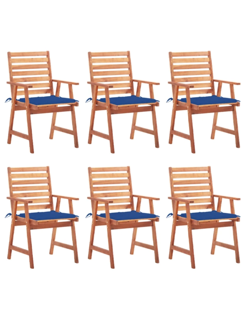 imagem de 6 pcs Cadeiras de jantar p/ jardim，Poltrona de jardim，Cadeira exterior c/ almofadões acácia maciça CFW7167361