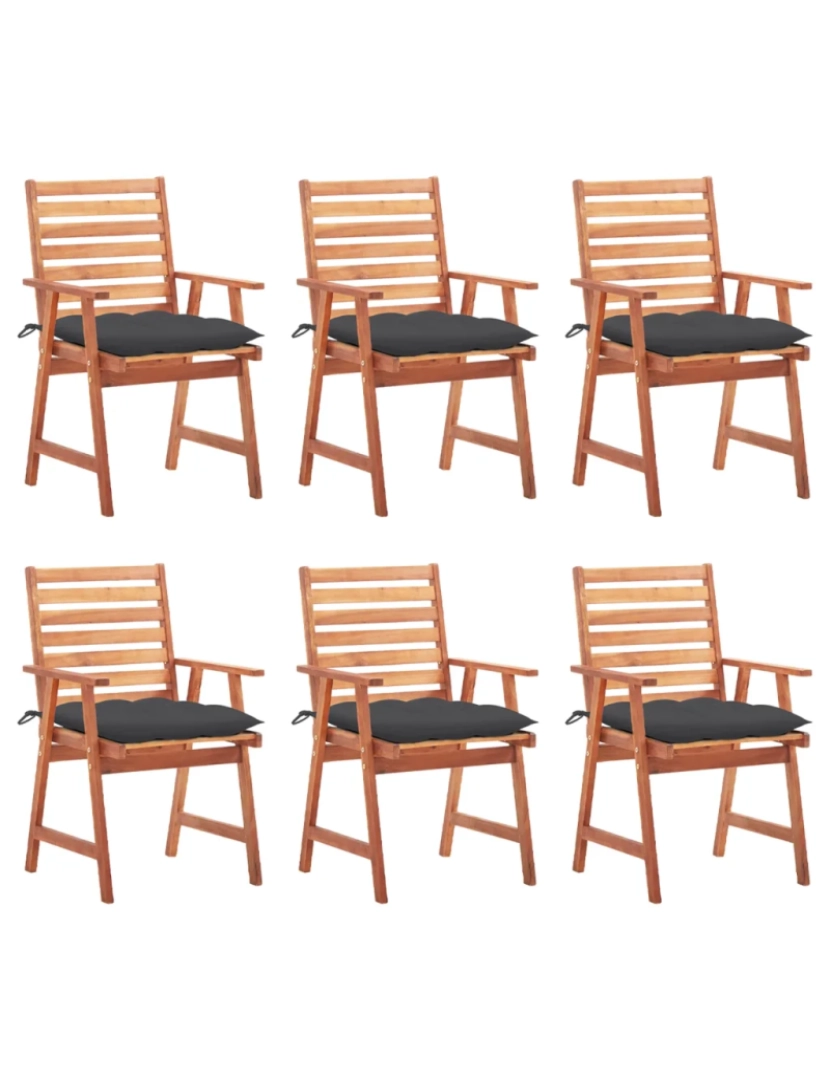 Vidaxl - 6 pcs Cadeiras de jantar p/ jardim，Poltrona de jardim，Cadeira exterior c/ almofadões acácia maciça CFW717485