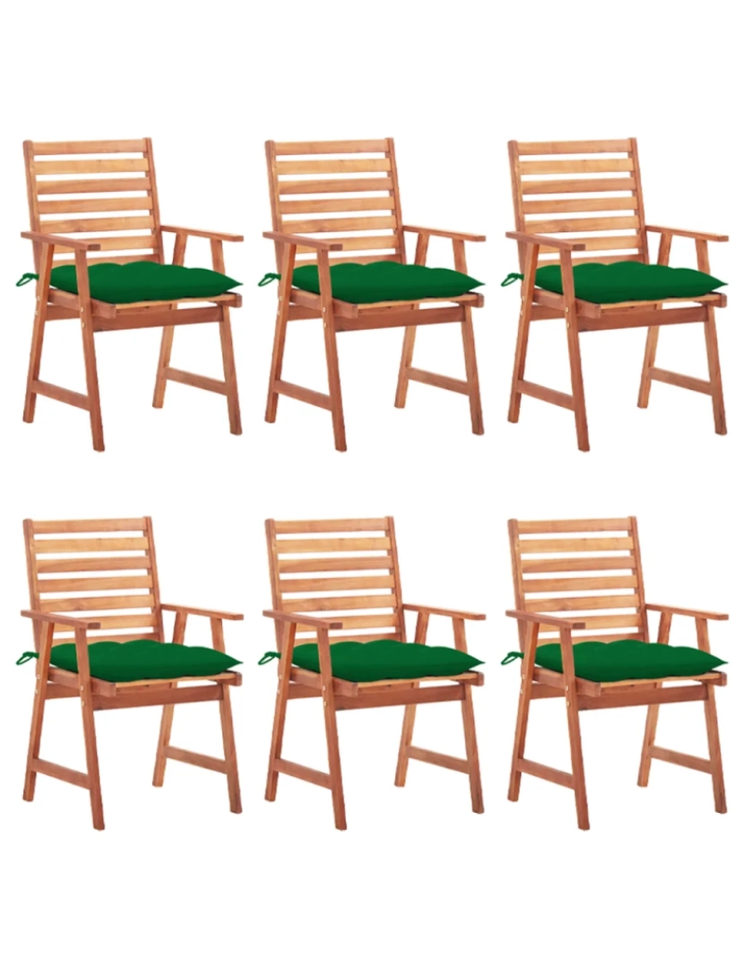 Vidaxl - 6 pcs Cadeiras de jantar p/ jardim，Poltrona de jardim，Cadeira exterior c/ almofadões acácia maciça CFW107959