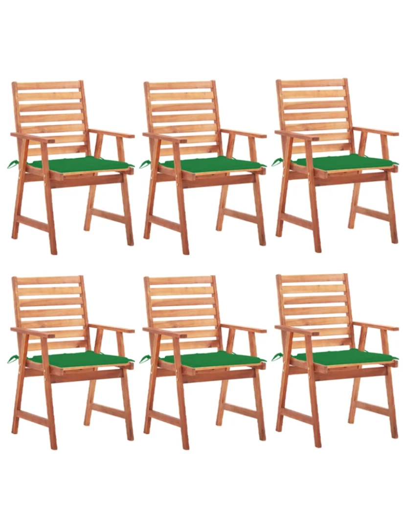 Vidaxl - 6 pcs Cadeiras de jantar p/ jardim，Poltrona de jardim，Cadeira exterior c/ almofadões acácia maciça CFW741626