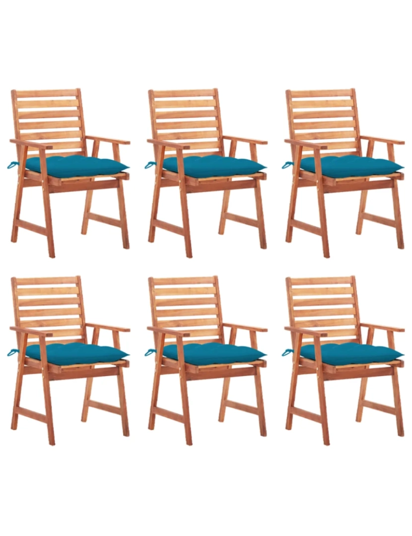 Vidaxl - 6 pcs Cadeiras de jantar p/ jardim，Poltrona de jardim，Cadeira exterior c/ almofadões acácia maciça CFW179118