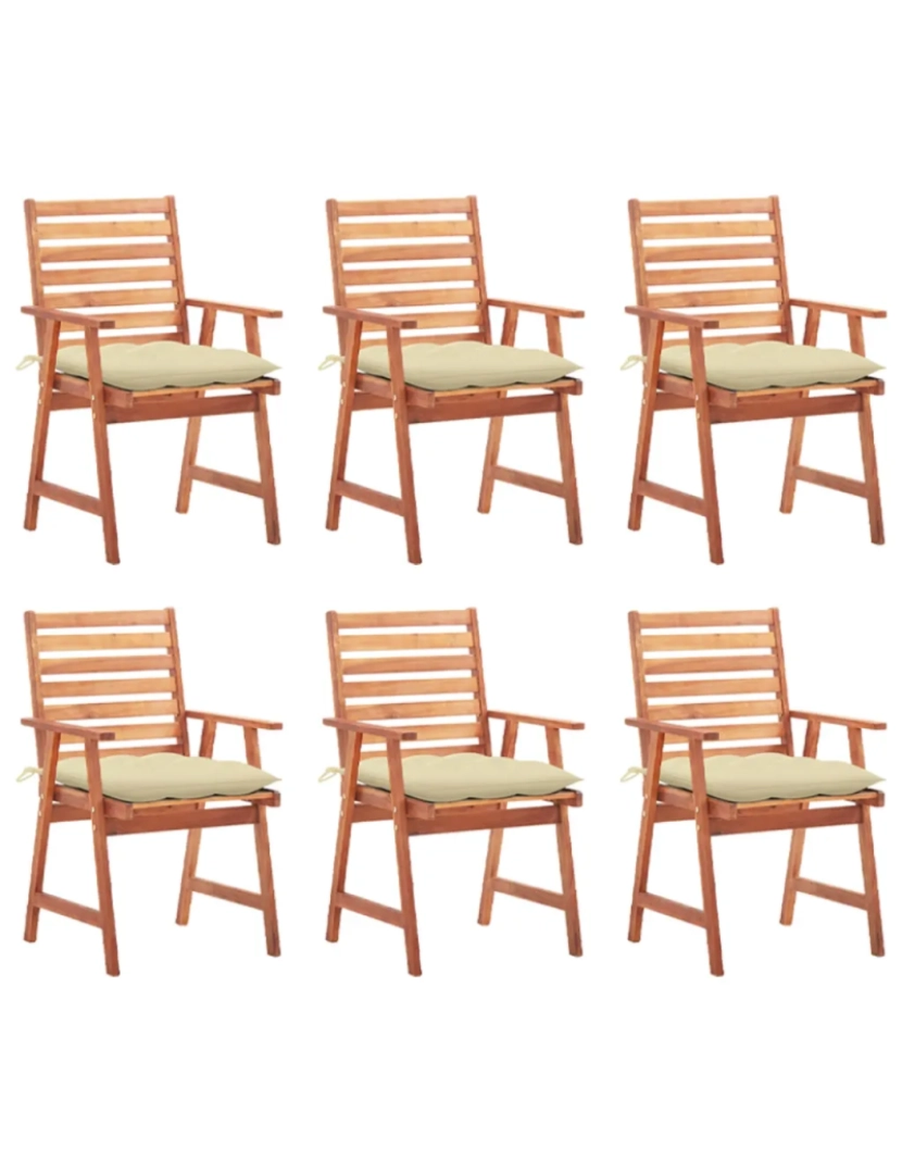 Vidaxl - 6 pcs Cadeiras de jantar p/ jardim，Poltrona de jardim，Cadeira exterior c/ almofadões acácia maciça CFW477916