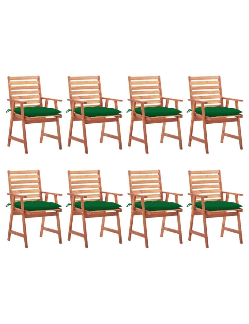 Vidaxl - 8 pcs Cadeiras de jantar p/ jardim，Poltrona de jardim，Cadeira exterior c/ almofadões acácia maciça CFW210268