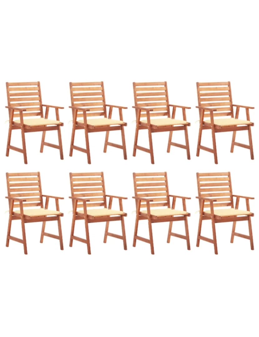 Vidaxl - 8 pcs Cadeiras de jantar p/ jardim，Poltrona de jardim，Cadeira exterior c/ almofadões acácia maciça CFW951754