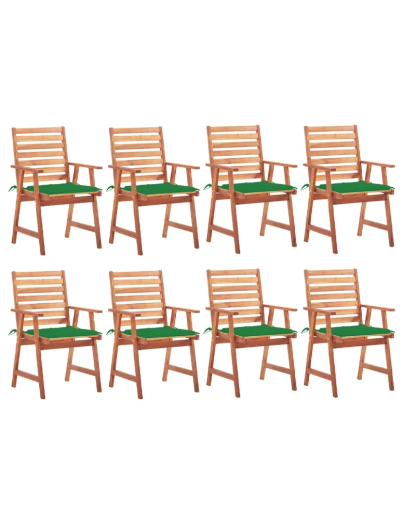 Vidaxl - 8 pcs Cadeiras de jantar p/ jardim，Poltrona de jardim，Cadeira exterior c/ almofadões acácia maciça CFW116021
