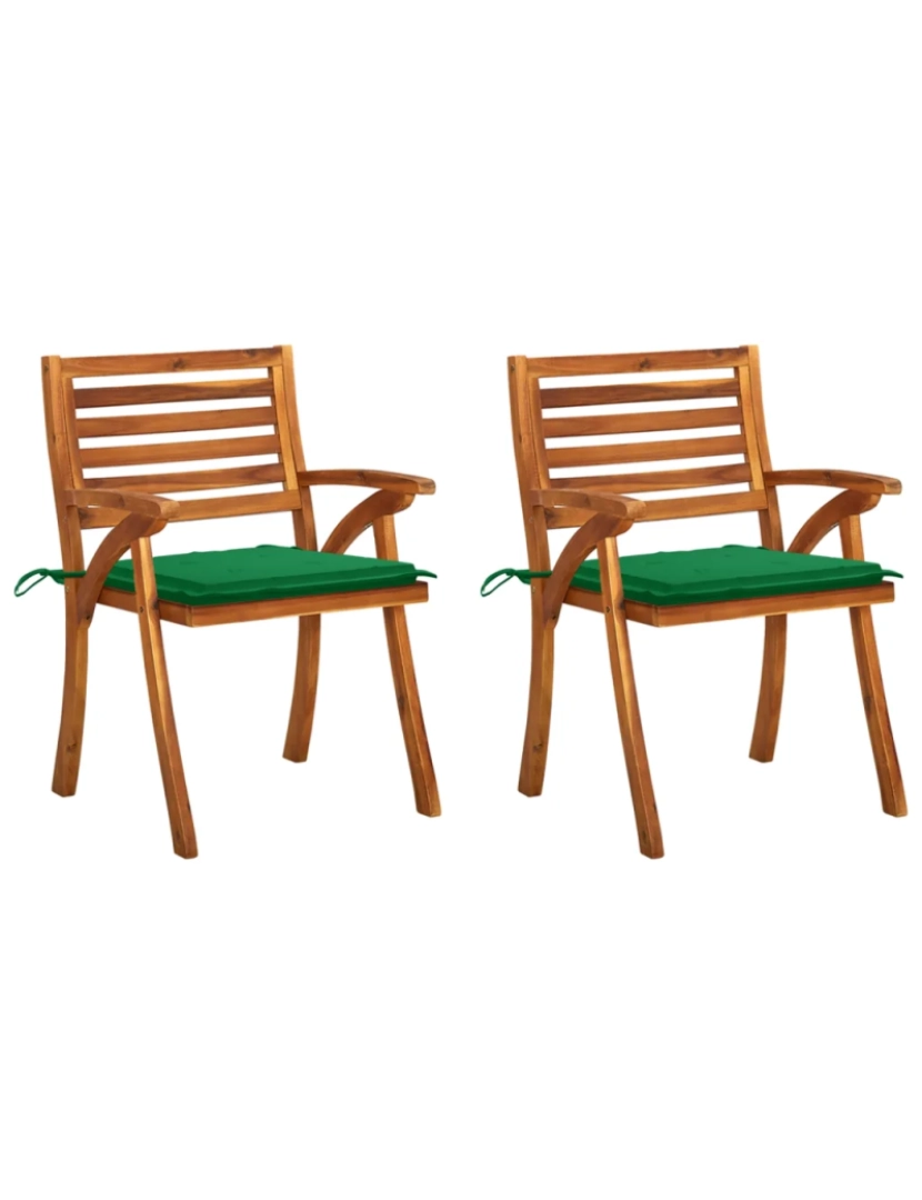 Vidaxl - 2 pcs Cadeiras de jantar p/ jardim，Poltrona de jardim，Cadeira exterior c/ almofadões acácia maciça CFW612959