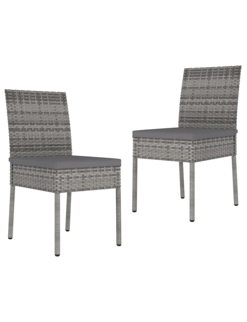 imagem de 2 pcs Cadeiras de jantar para jardim，Poltrona de jardim，Cadeira exterior vime PE cinzento CFW1782191