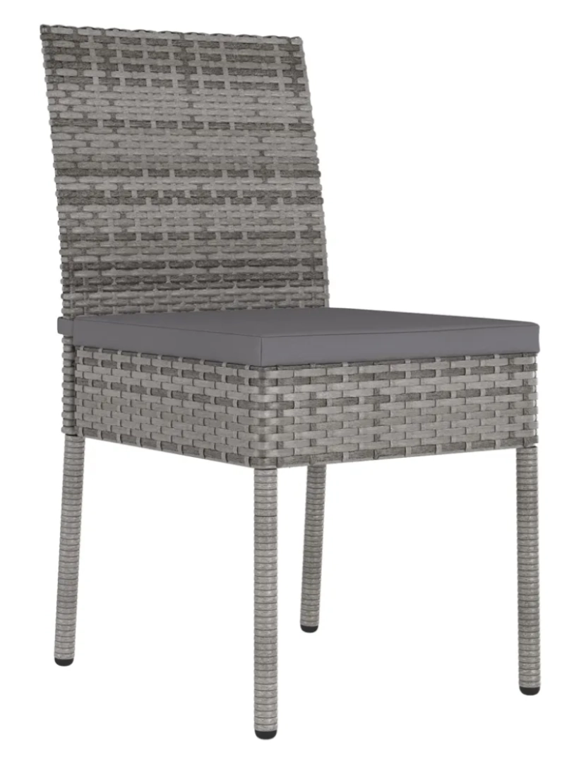 imagem de 2 pcs Cadeiras de jantar para jardim，Poltrona de jardim，Cadeira exterior vime PE cinzento CFW1782192