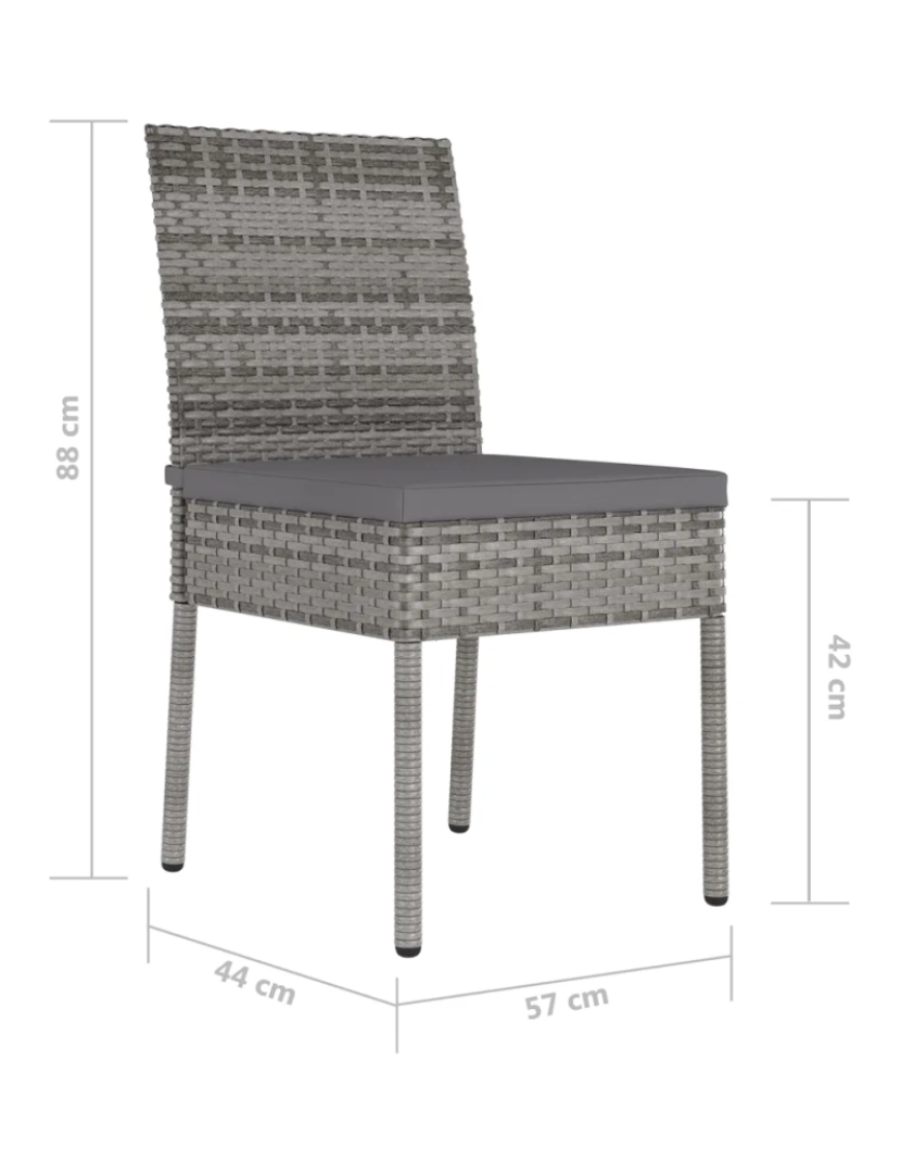imagem de 2 pcs Cadeiras de jantar para jardim，Poltrona de jardim，Cadeira exterior vime PE cinzento CFW1782196