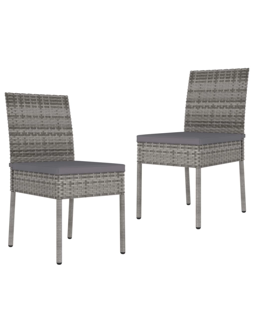 imagem de 2 pcs Cadeiras de jantar para jardim，Poltrona de jardim，Cadeira exterior vime PE cinzento CFW3512651