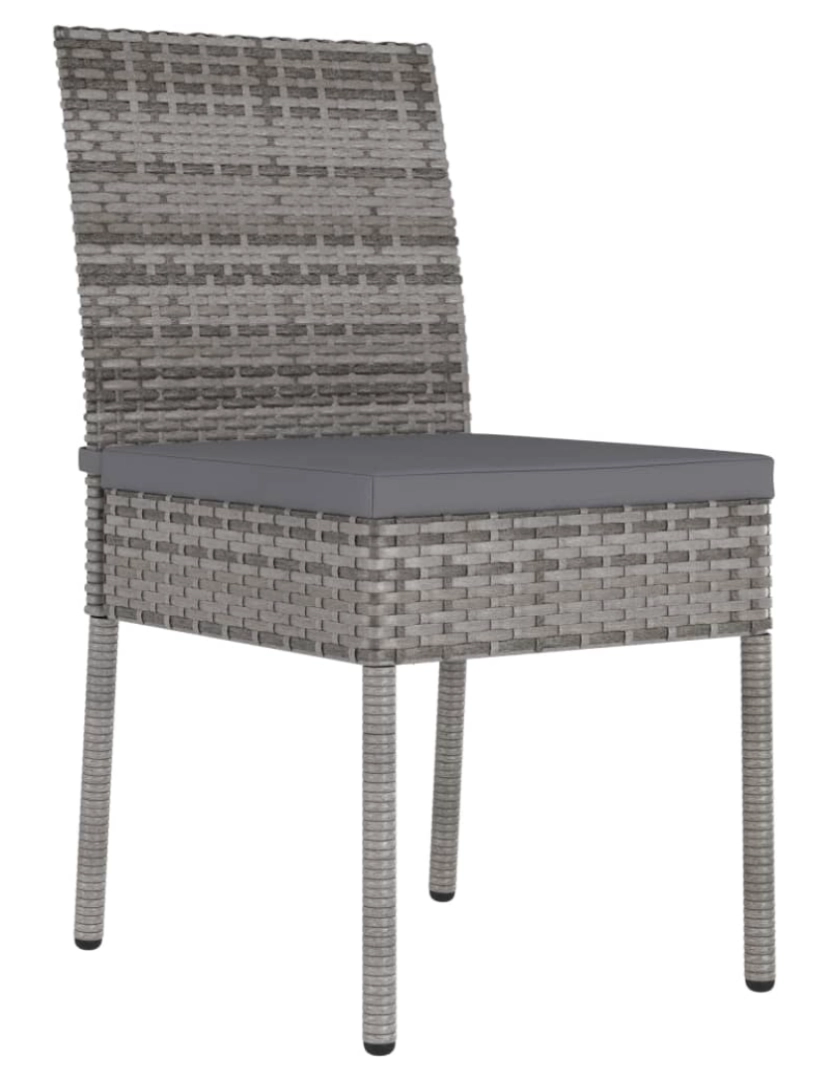 imagem de 2 pcs Cadeiras de jantar para jardim，Poltrona de jardim，Cadeira exterior vime PE cinzento CFW3512652