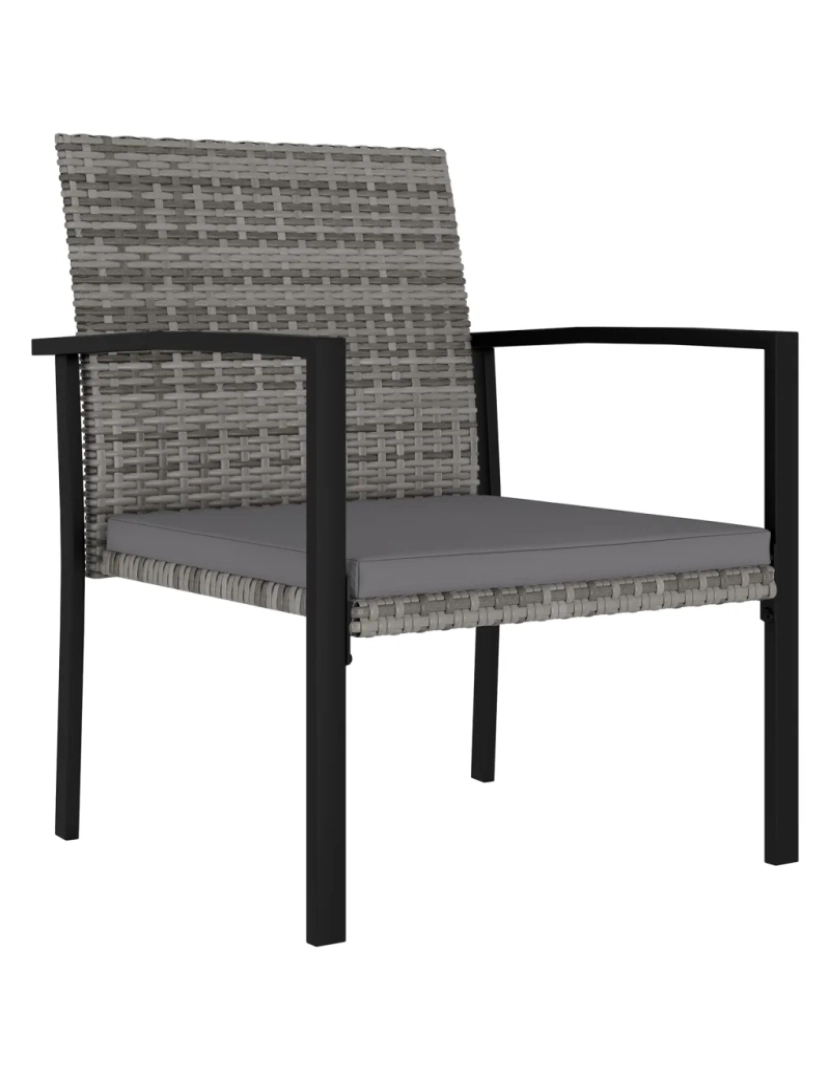 imagem de 2 pcs Cadeiras de jantar para jardim，Poltrona de jardim，Cadeira exterior vime PE cinzento CFW5626602