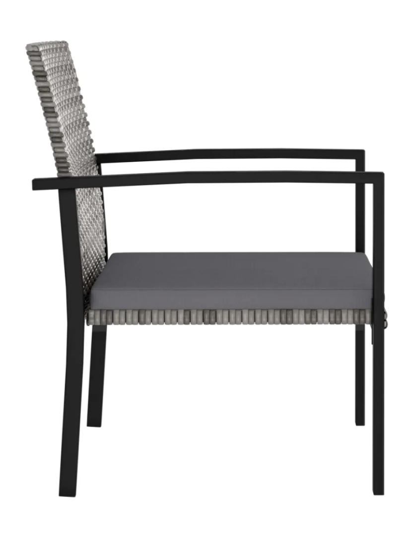imagem de 2 pcs Cadeiras de jantar para jardim，Poltrona de jardim，Cadeira exterior vime PE cinzento CFW5626603