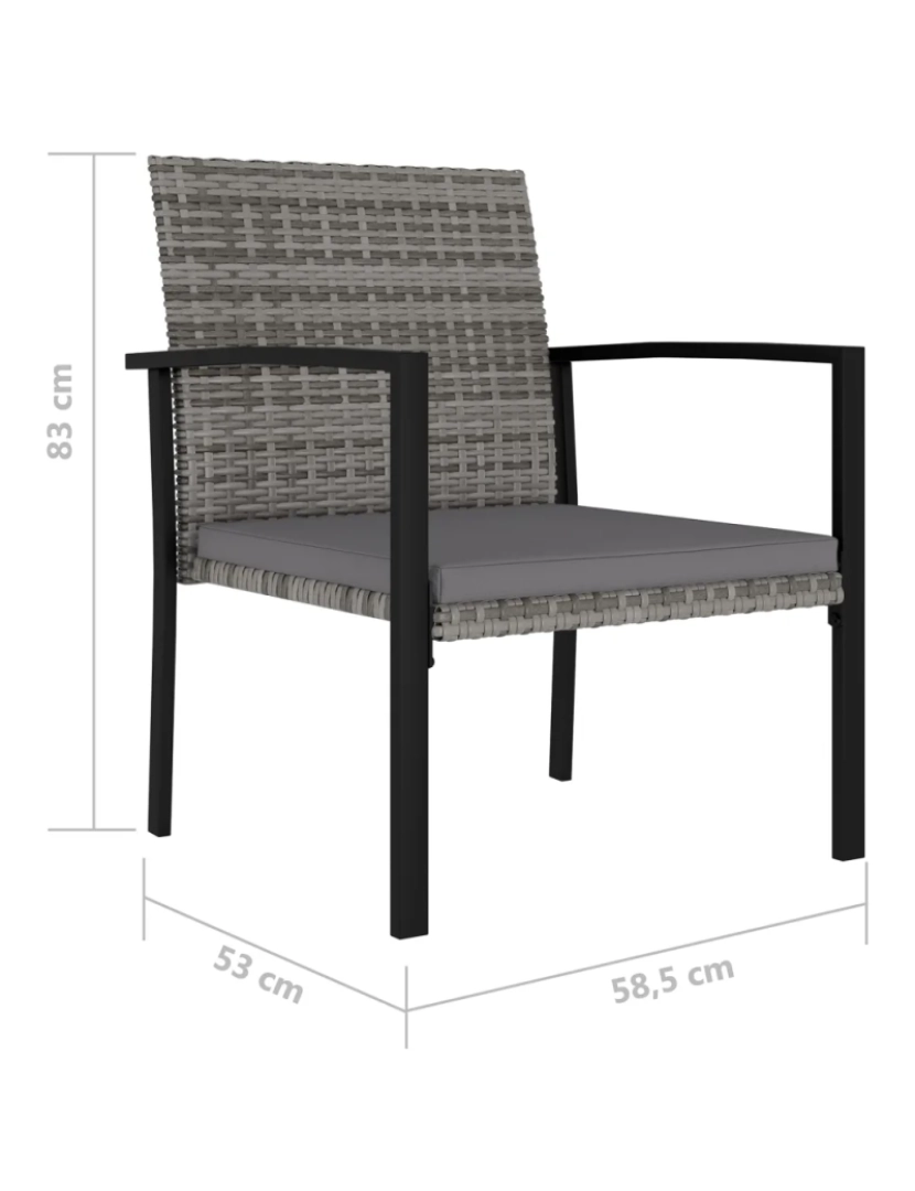 imagem de 2 pcs Cadeiras de jantar para jardim，Poltrona de jardim，Cadeira exterior vime PE cinzento CFW5626605