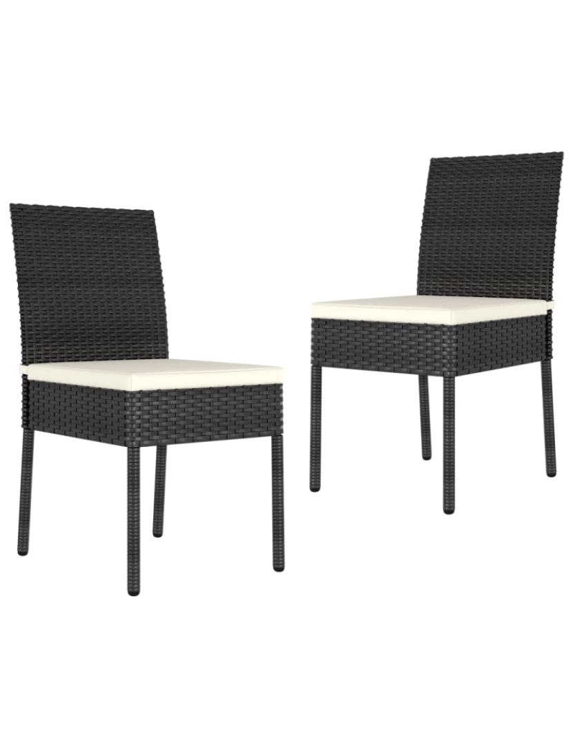 imagem de 2 pcs Cadeiras de jantar para jardim，Poltrona de jardim，Cadeira exterior vime PE preto CFW8294161