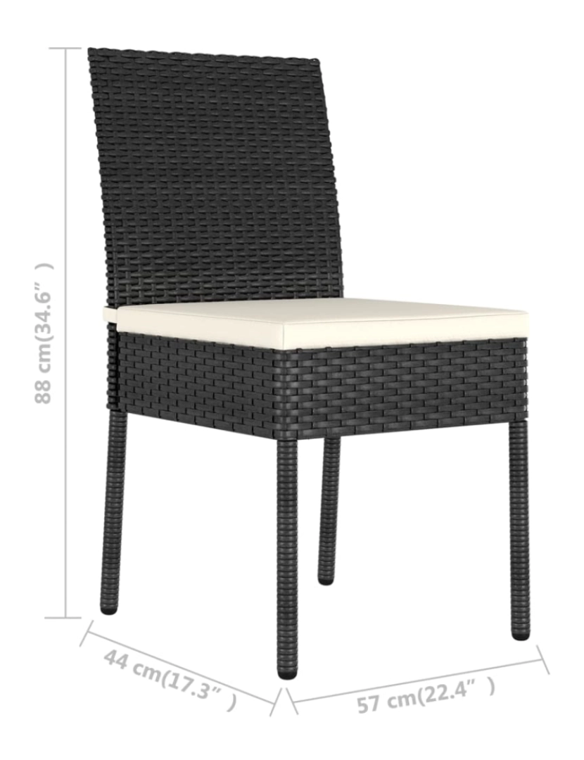 imagem de 2 pcs Cadeiras de jantar para jardim，Poltrona de jardim，Cadeira exterior vime PE preto CFW8294166