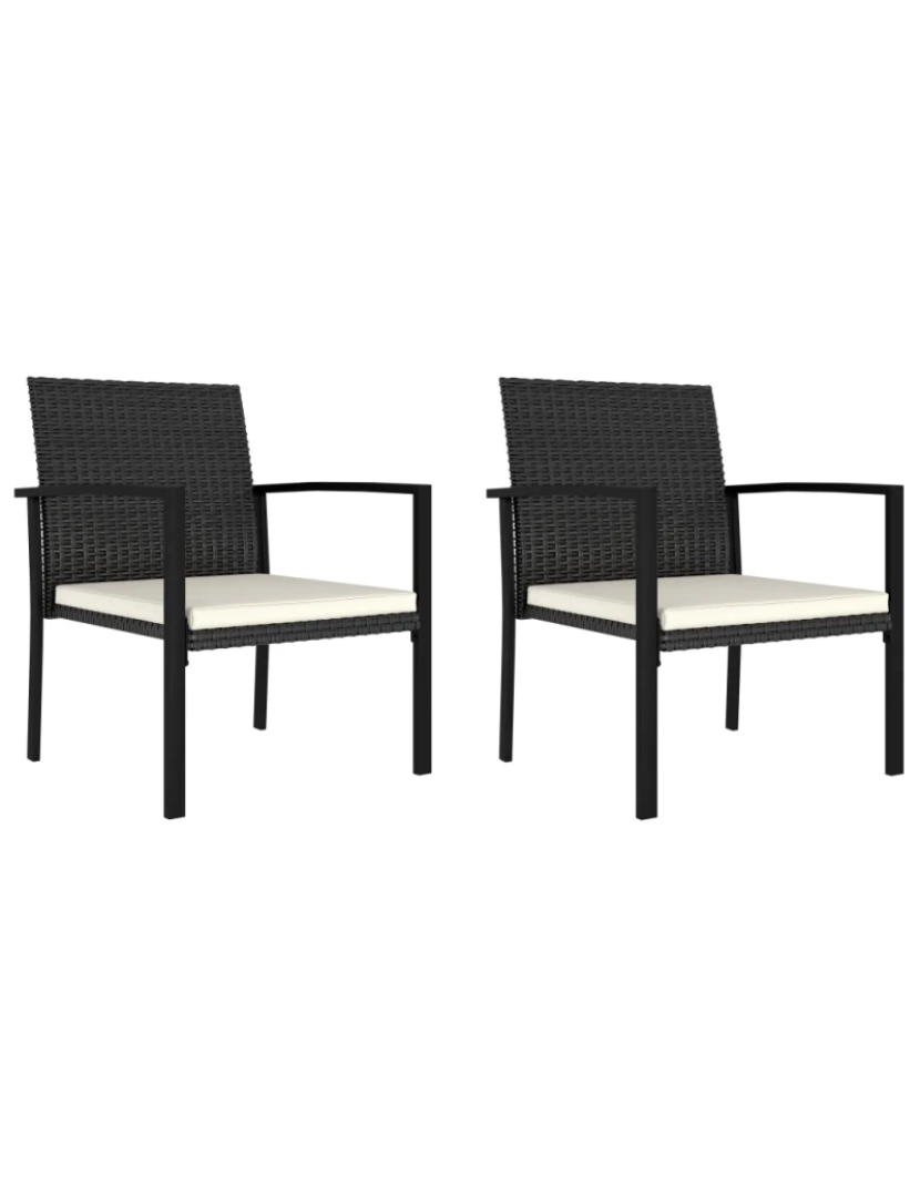imagem de 2 pcs Cadeiras de jantar para jardim，Poltrona de jardim，Cadeira exterior vime PE preto CFW5065761