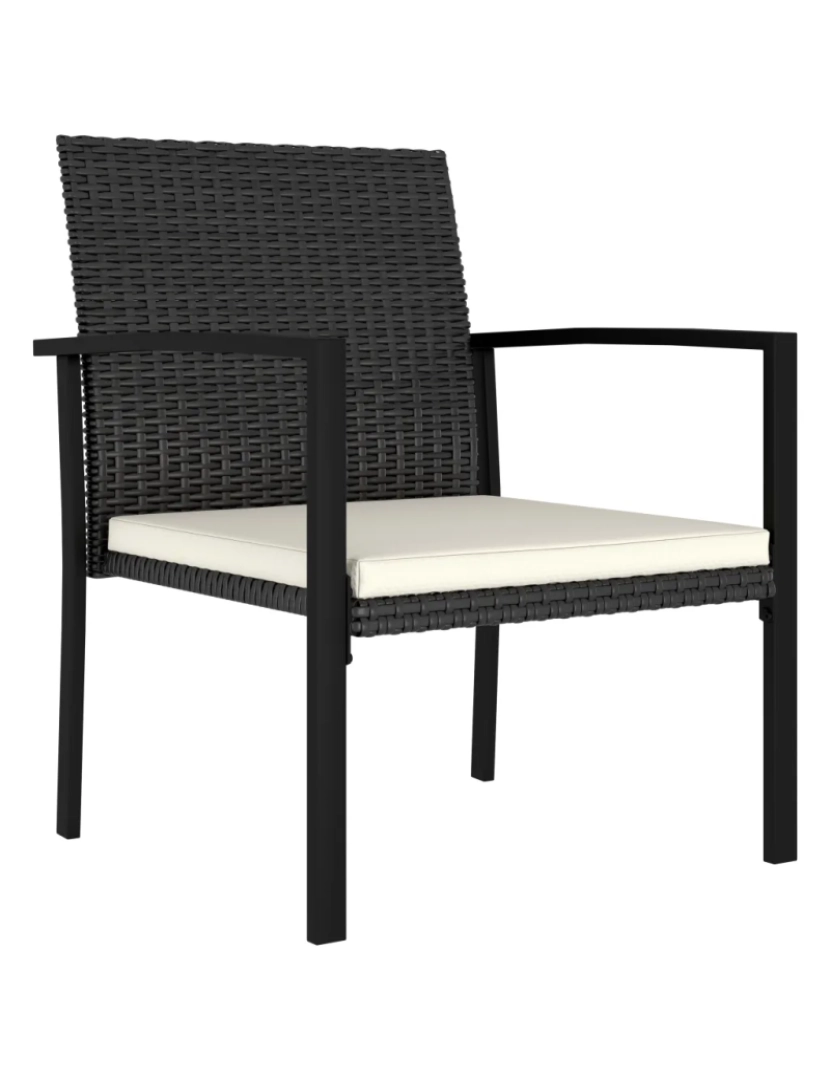imagem de 2 pcs Cadeiras de jantar para jardim，Poltrona de jardim，Cadeira exterior vime PE preto CFW5065762