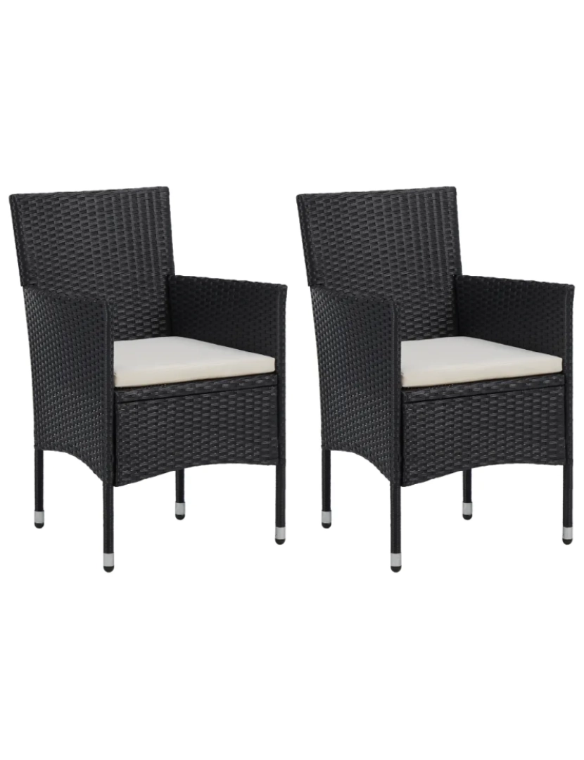 imagem de 2 pcs Cadeiras de jantar para jardim，Poltrona de jardim，Cadeira exterior vime PE preto CFW1968091