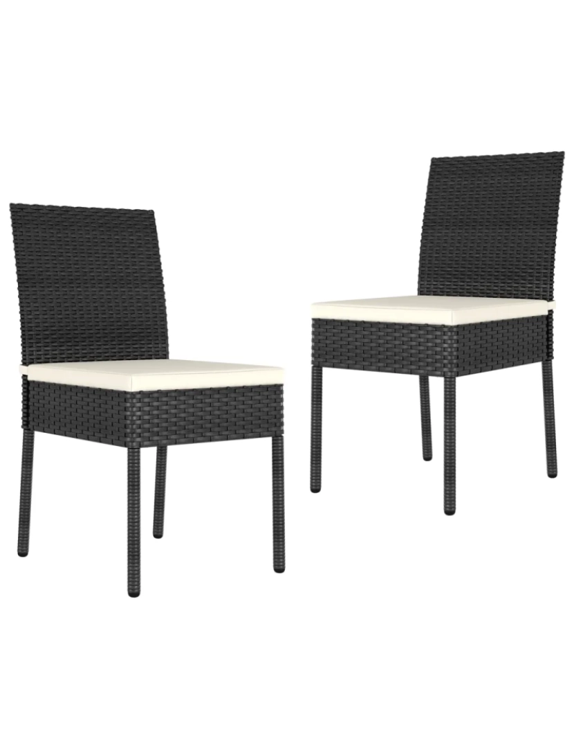 imagem de 2 pcs Cadeiras de jantar para jardim，Poltrona de jardim，Cadeira exterior vime PE preto CFW2628801