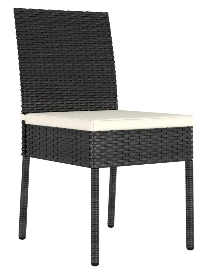 imagem de 2 pcs Cadeiras de jantar para jardim，Poltrona de jardim，Cadeira exterior vime PE preto CFW2628802