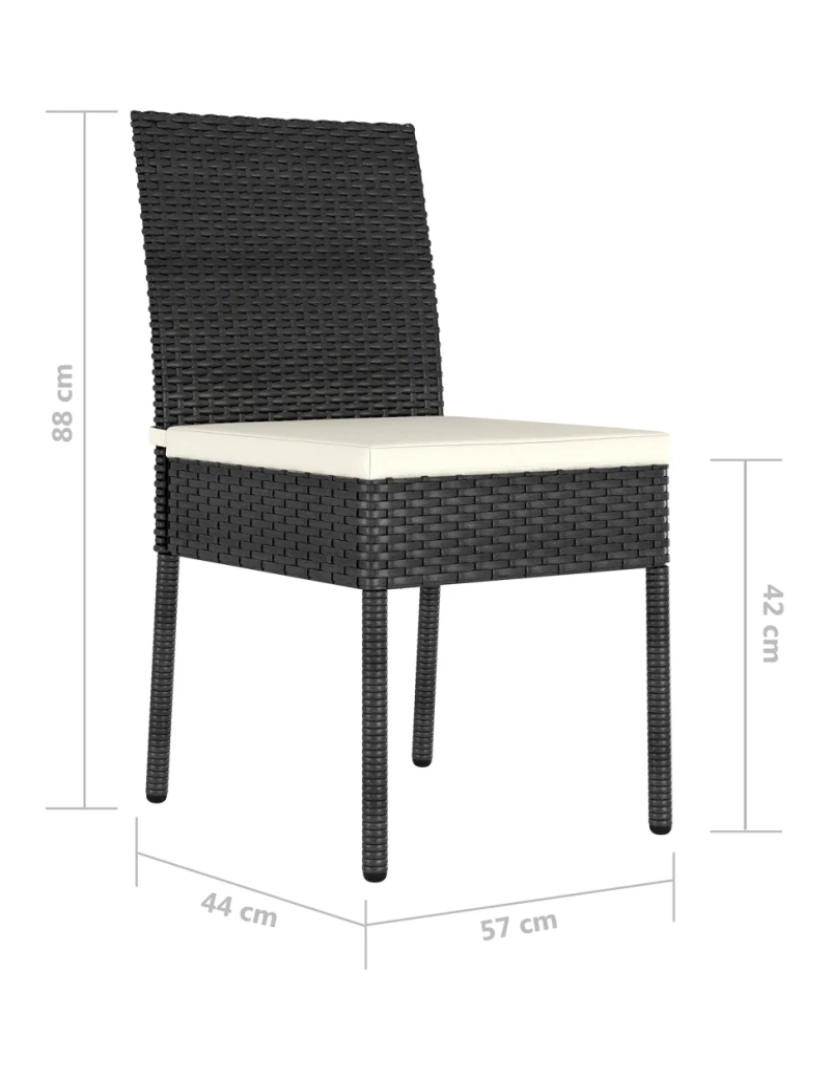 imagem de 2 pcs Cadeiras de jantar para jardim，Poltrona de jardim，Cadeira exterior vime PE preto CFW2628806