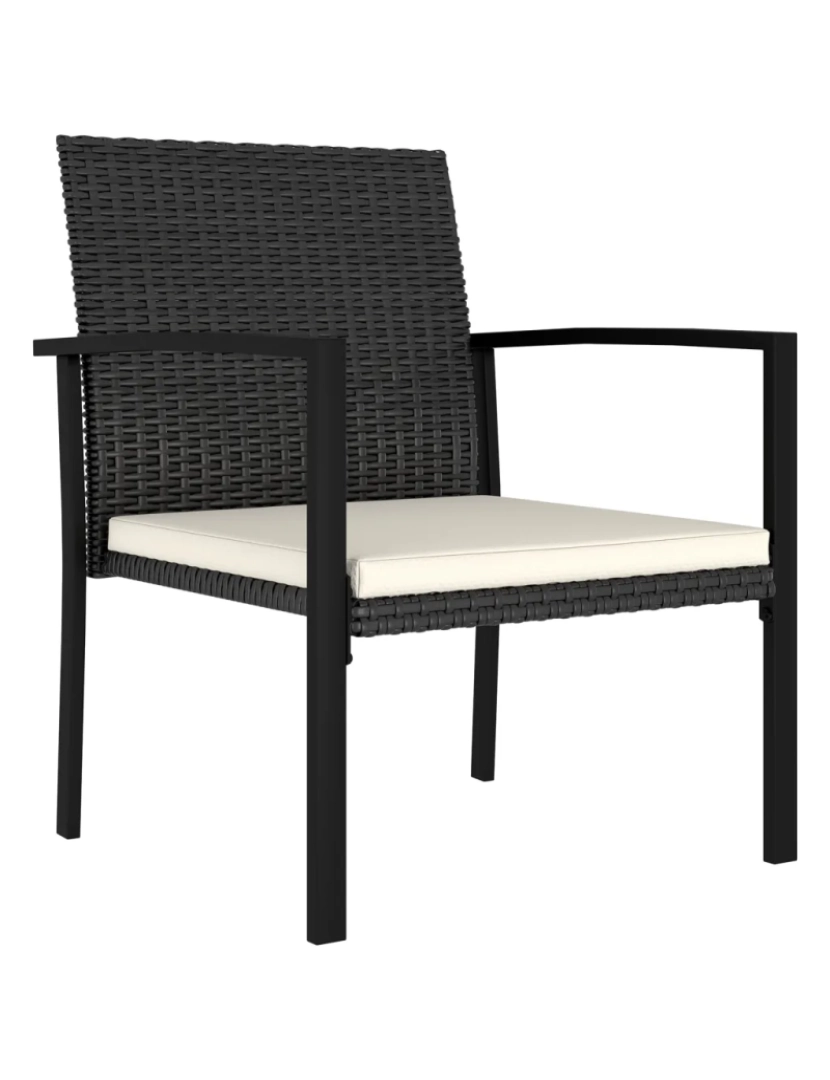 imagem de 2 pcs Cadeiras de jantar para jardim，Poltrona de jardim，Cadeira exterior vime PE preto CFW5053962