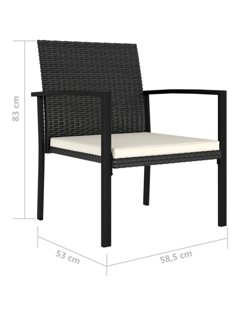 imagem de 2 pcs Cadeiras de jantar para jardim，Poltrona de jardim，Cadeira exterior vime PE preto CFW5053965