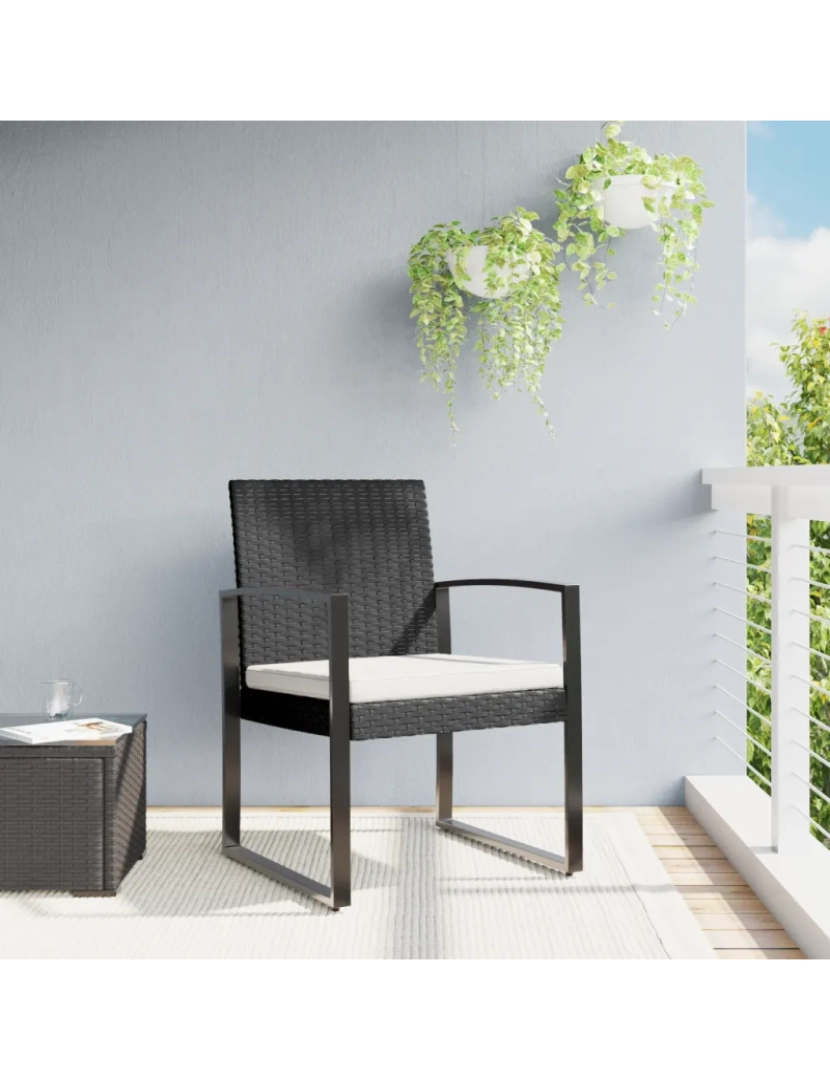 Vidaxl - 2 pcs Cadeiras de jantar para jardim，Poltrona de jardim，Cadeira exterior vime PP preto CFW150364