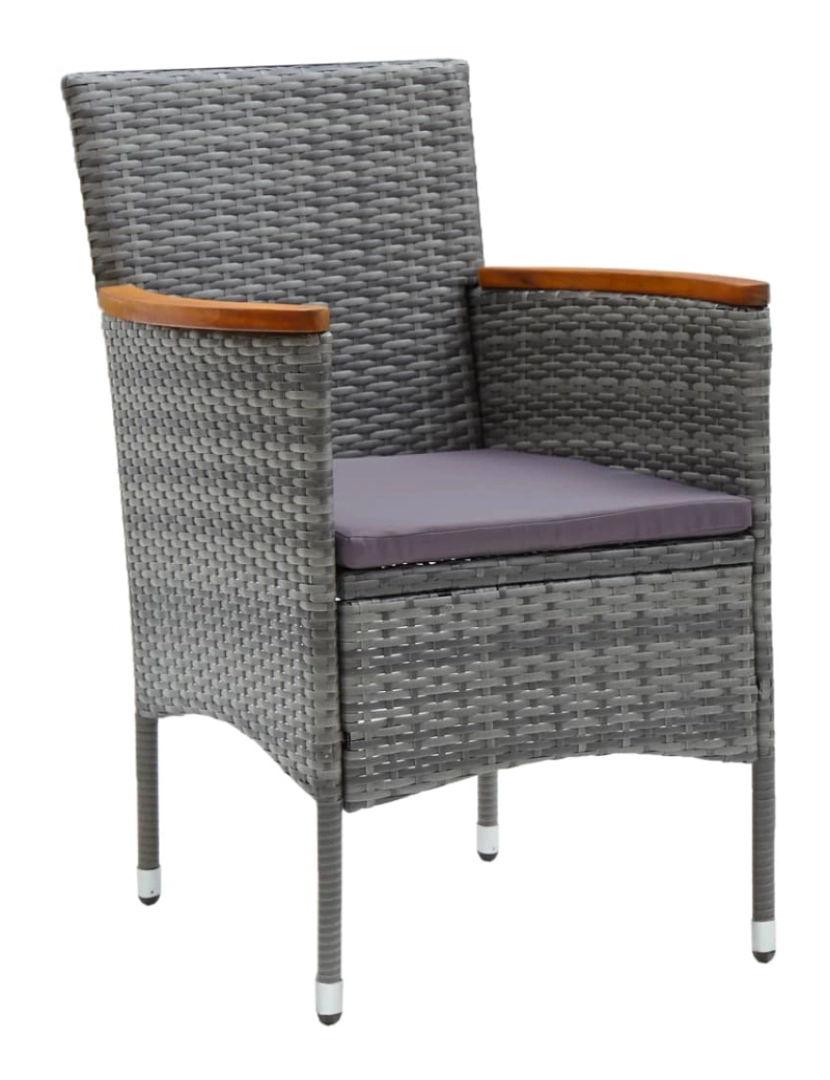 imagem de 4 pcs Cadeiras de jantar para jardim，Poltrona de jardim，Cadeira exterior vime PE cinzento CFW5204322