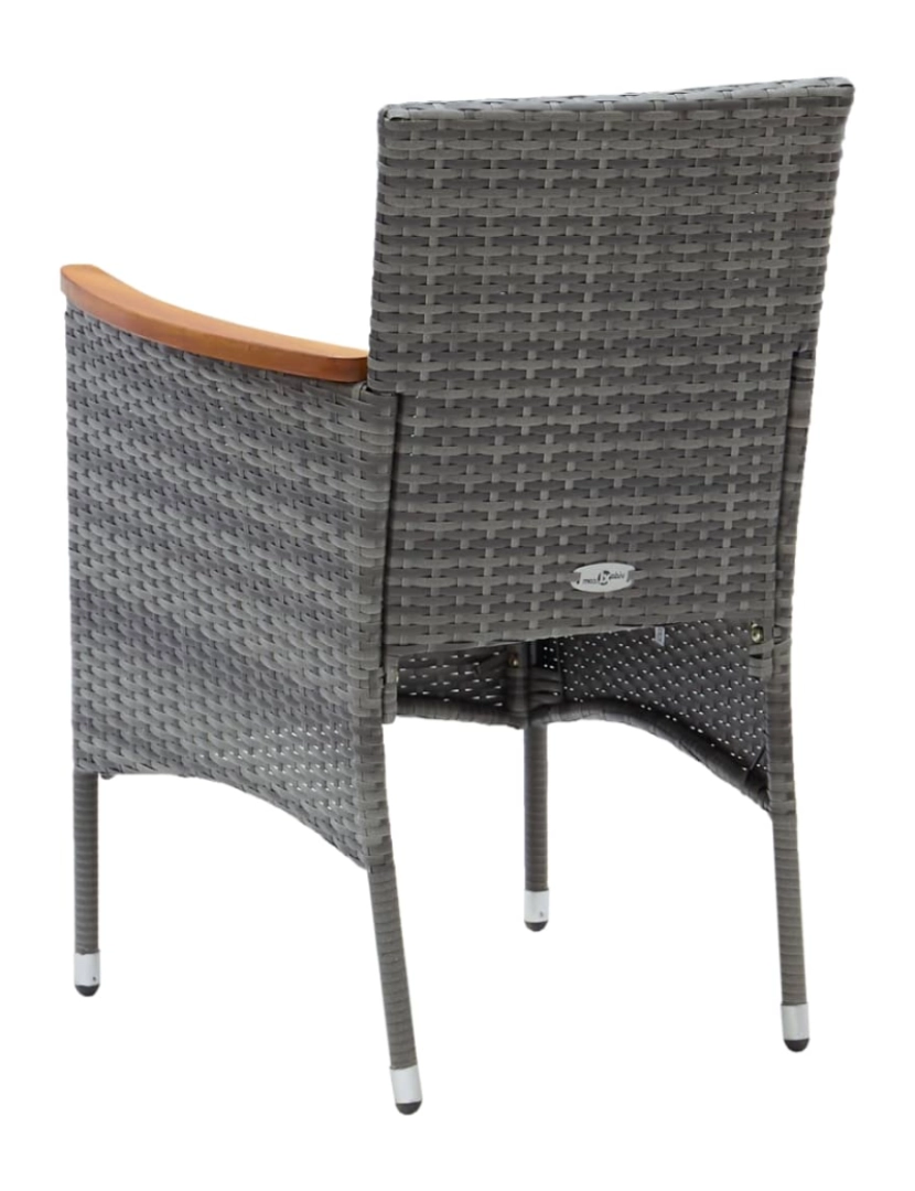 imagem de 4 pcs Cadeiras de jantar para jardim，Poltrona de jardim，Cadeira exterior vime PE cinzento CFW5204325