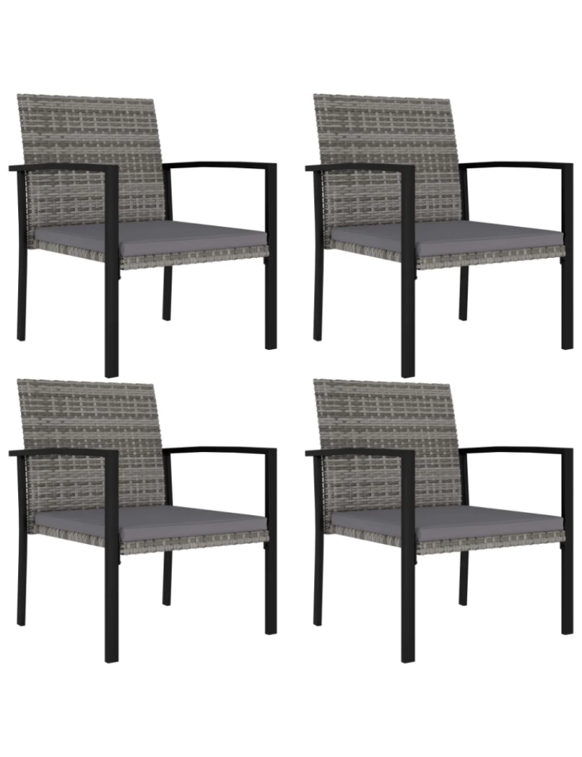 imagem de 4 pcs Cadeiras de jantar para jardim，Poltrona de jardim，Cadeira exterior vime PE cinzento CFW8246951